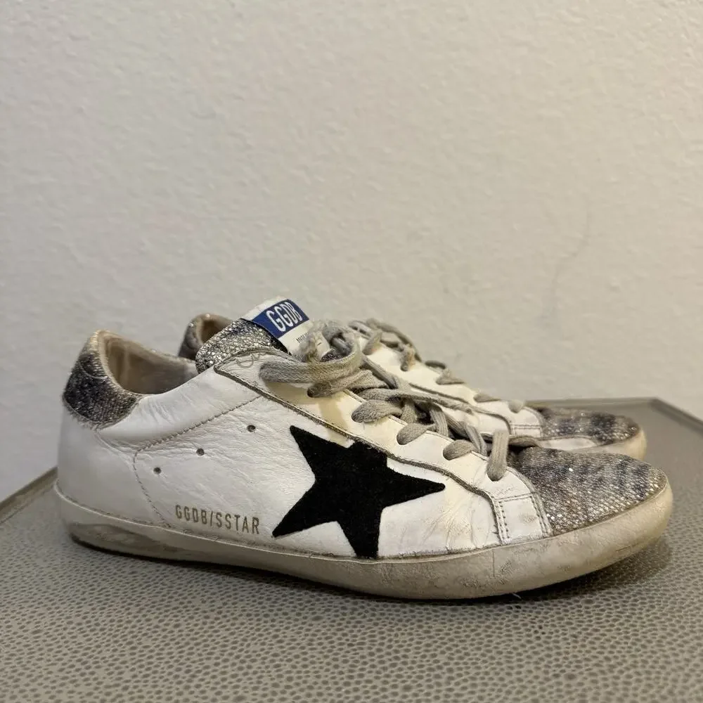 Golden Goose Super-Star Sneakers Glitter Toe Size 38 Italy